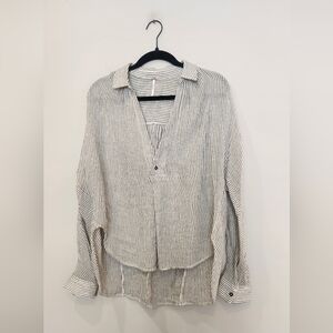 FREE PEOPLE Striped Button-Up Blouse